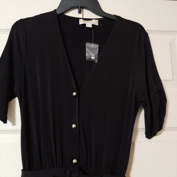 Michael Kors Black Short Sleeve Belted Romper NWOT-SZ M - Picture 3 of 6